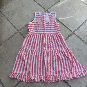 Crewcuts J Crew Girls Midi Pink White Striped Tiered Cotton Dress NWT Size 10